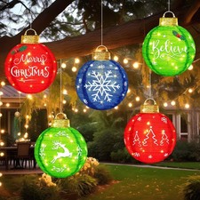 5 Pcs Lighted Christmas Ornament Ball 11.8in Giant Waterproof Outdoor Hanging...