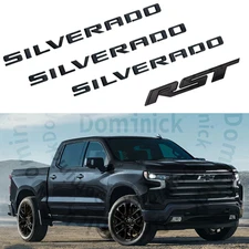 2019-2025 Chevrolet Silverado 1500 Matte Black Emblem Badge Nameplate Kit RST
