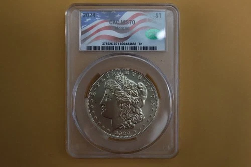 2024 $1 Morgan Dollar CAC MS70 Gold-Color (One Side)