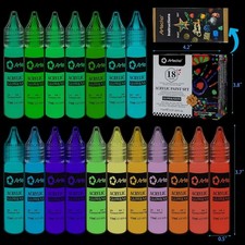 "ARTME Glow in The Dark Paint, 18 Bright Colors 11 ml Blacklight Paint Set, "