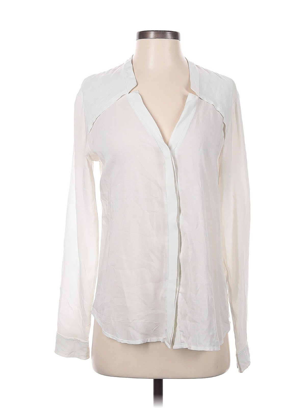 Splendid Ivory Button Down Blouse Top Collarless … - image 1