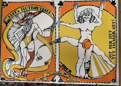 Plakat Mensa Fasching HfV Dresden 1983 List's Hut Boutique Siebdruck
