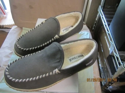 Minnetonka Tilden Moccasin Slipper - Men's new in box size  size 11 gray - Image 1 of 4
