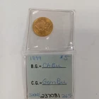 1899 $5 Five Dollar Gold Liberty Head Half Eagle Coin as Pictured