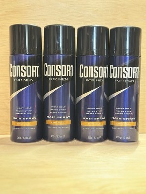 Lot 4-CONSORT~ Aerosol Hair Spray for Men Extra Hold 8.3 oz Ea