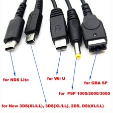 5 In 1 Usb Charging Cable Charger For Nintendo WII U 3DS NDSL XL DSI PSP XN