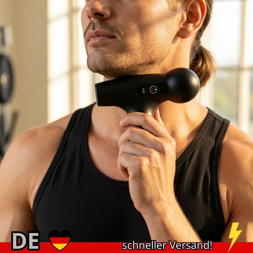 Neu! VibeGun Muskelmassagegerät LCD 6 Köpfe Tragbar Profi Massagepistole