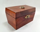 LOVELY ANTIQUE GEORGIAN REGENCY FLAME MAHOGANY SARCOPHAGUS TEA CADDY BOX & KEY