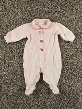 Vintage Carters Baby Girls Sz 0-3M Sleeper Pajama Light Pink Terry Cloth
