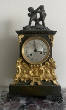 Antico orologio a pendolo da tavolo camino in bronzo Luigi Filippo 
