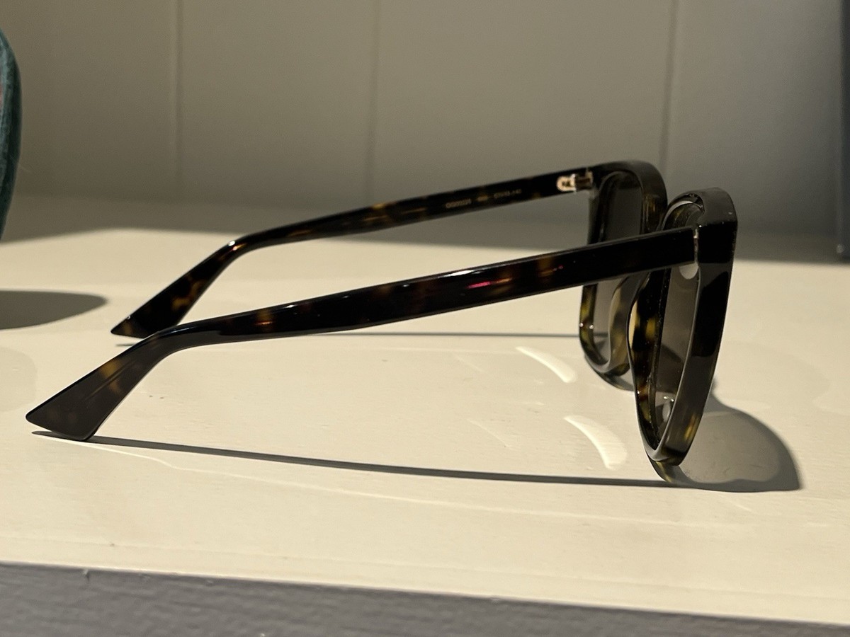 Gucci GG0022S 003 Dark Havana Frame Grey Gradient Lens Square Sunglasses w/ Case GUCCI GG0022S 003 Havana Womens Square Gradient Sunglasses  main image 4