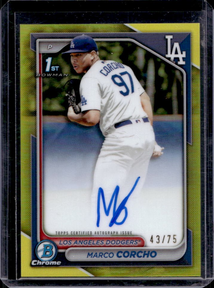 2024 Bowman Chrome Marco Corcho Auto Yellow Refractor 1st #43/75