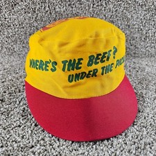 Vintage Wendys "Where's The Beef" Yellow Red Employee Painters Hat 80s USA Made