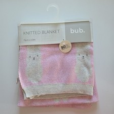 New bub Kintted Bubby Blanket Soft Sleep Swaddle Comfort Pink Grey Cotton