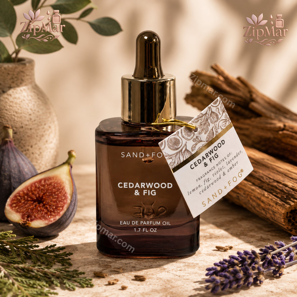Sand + Fog Cedarwood & Fig Eau de Parfum Oil Dropper 1.7 oz Gift