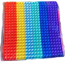 Giant Rainbow Square Pop It Fidget Toy 12.5" Sensory Stress Relief Tool For Kids