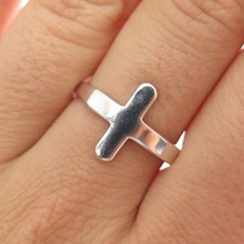 925 Sterling Silver Vintage Cross Ring Size 8