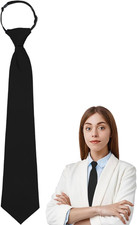Womens Tie Black Tie for Woman, Adjustable Pre Tied Clip on Ties for Women Girls