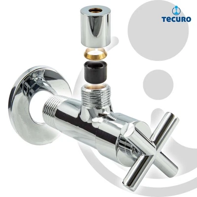 tecuro Design valvola angolare con maniglia a croce 1/2 pollice attacco a parete ottone cromato
