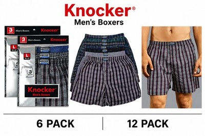 Knocker Boxer Trunk Plaid Shorts Checkered Underwear 6 pack 12 pack