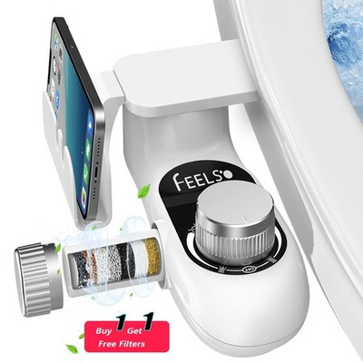 Bidet Fresh Water Spray Kit Non Electric Toilet Seat Attachment with Dual Nozzle