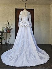 Vintage 90s Wedding Dress Princess Ballgown Basque Waist Silk Dupioni Size 10