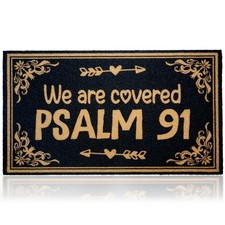 We are Covered Psalm 91 30" W X 17" L for Entry Door Mat, Floor Mat, Bible Ver