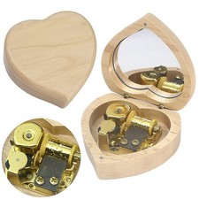 Solid Heart-Shaped Wood Music Box Maple Tune Fur Elise Christmas Gift