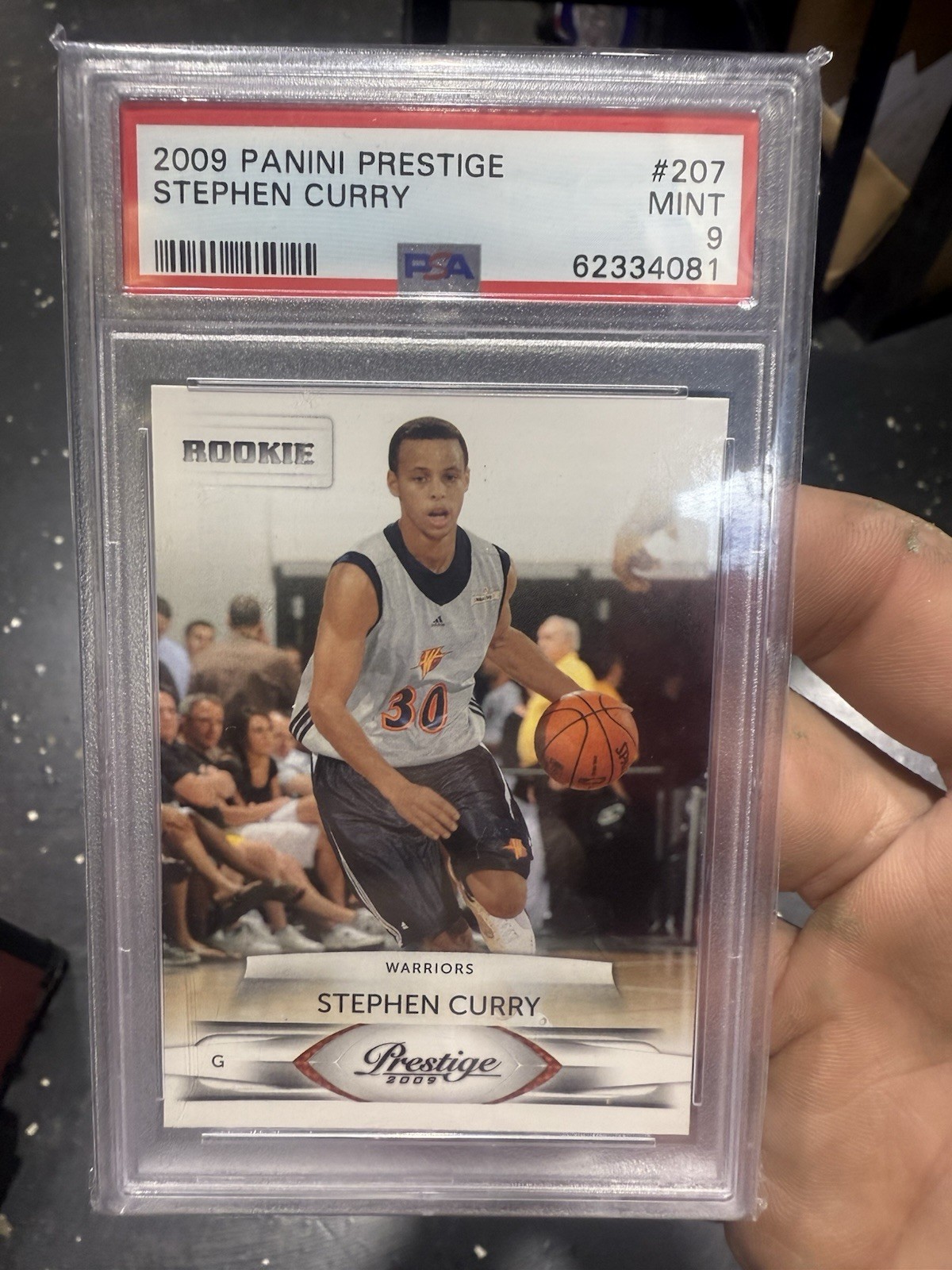 2009 Panini Prestige Stephen Curry Rookie RC #207 Warriors PSA 9 view 1