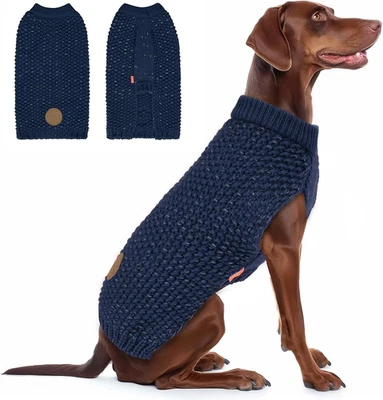 KYEESE Dog Sweater for Large Dogs with Leash Hole Warm Pullover with Reflective