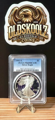 1992-S American Silver Eagle ~ 1 oz 999 ~ PCGS PR70 DCAM ~ Blue Label