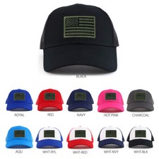 Black Olive American Flag Patch Youth Size Mesh Baseball Cap- FREE SHIPPING