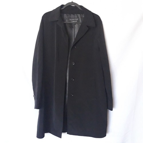 London Fog Men’s Trench Coat Black Size L Classic Towne Collection