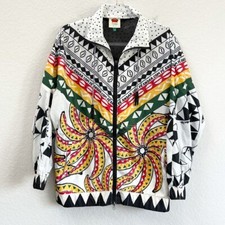 Farm Rio Alberto Pitta Windbreaker Jacket Printed Zip Up Red Yellow Green Xs