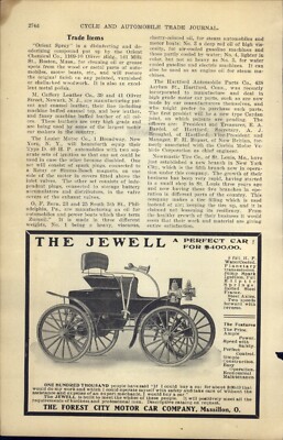 1906 PAPER AD CAR AUTO Jewell Automobile Forest City Motor Co Massillon ...