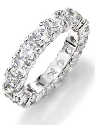 4mm Sterling Silver 925 CZ Eternity Engagement Bridal Band Tennis Ring Size 5-12