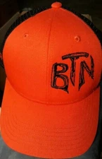 BTN Baseball Cap Biker Trash Nation On Side BTN On Front Red Hat With Black Mesh