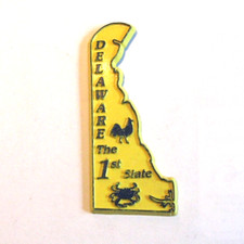 Delaware Souvenir Magnet 1st State Blue Hen Crab State Shaped