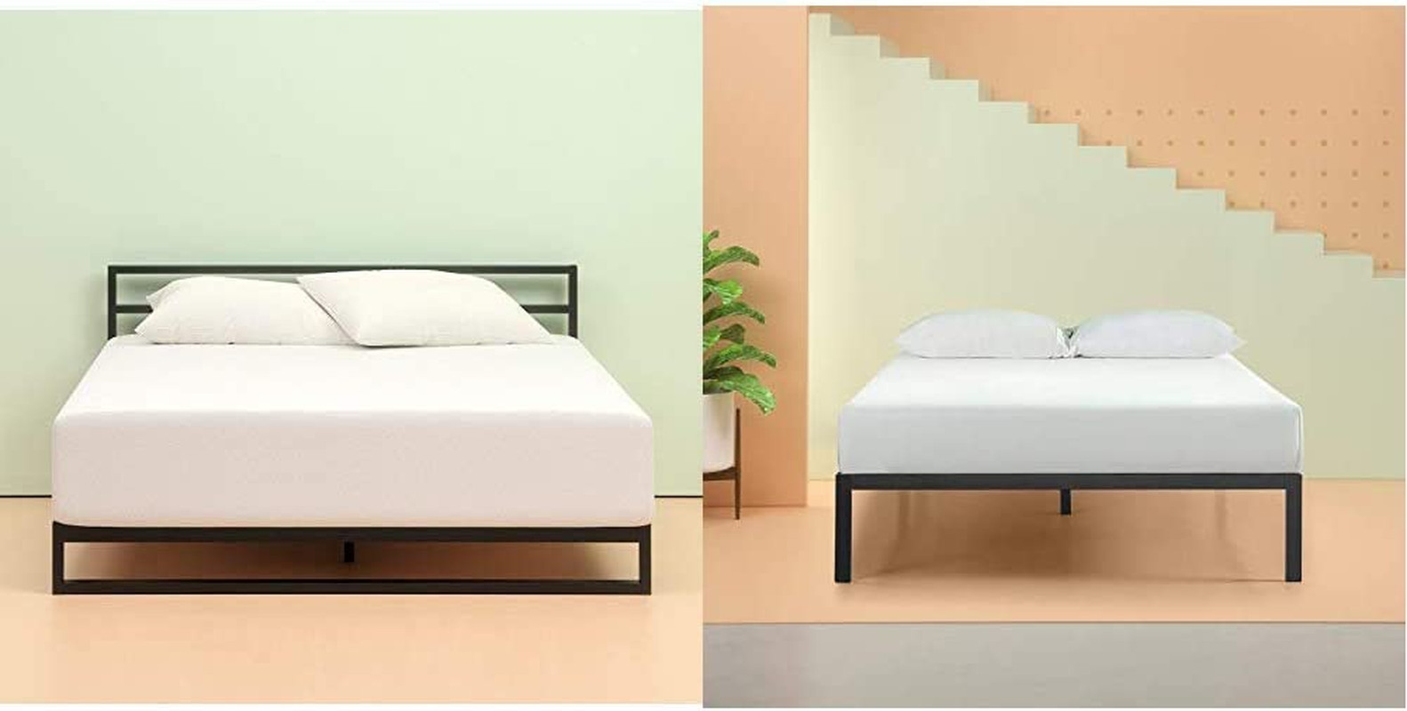 Set, King 10 Inch Green Tea Memory Foam Mattress and Mia Platform Bed Frame / Ma