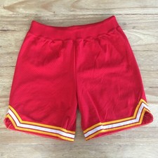 Vintage Lady Champion Mesh Basketball Shorts Red Yellow Elastic Size 16