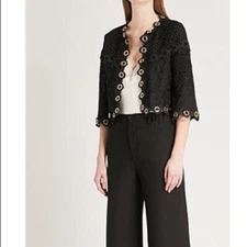 NEW MAJE embroidered jacket round neck Black Jackets size 1