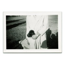 Pocket Puppy & Decapitated Man Snapshot 1940s Shadows On Park Lawn Photo A4683