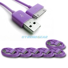 6X 10FT 30-PIN USB SYNC DATA POWER CHARGER PURPLE CABLE IPHONE IPOD TOUCH IPAD