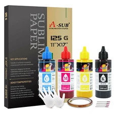 Bundle A-SUB Sublimation Paper 11x17 125g and Sublimation Ink for Epson Printers
