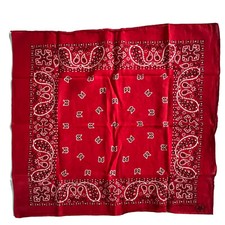 VTG Wamcraft Bandana Handkerchief Red Geometric Paisley Cotton USA RN 14193