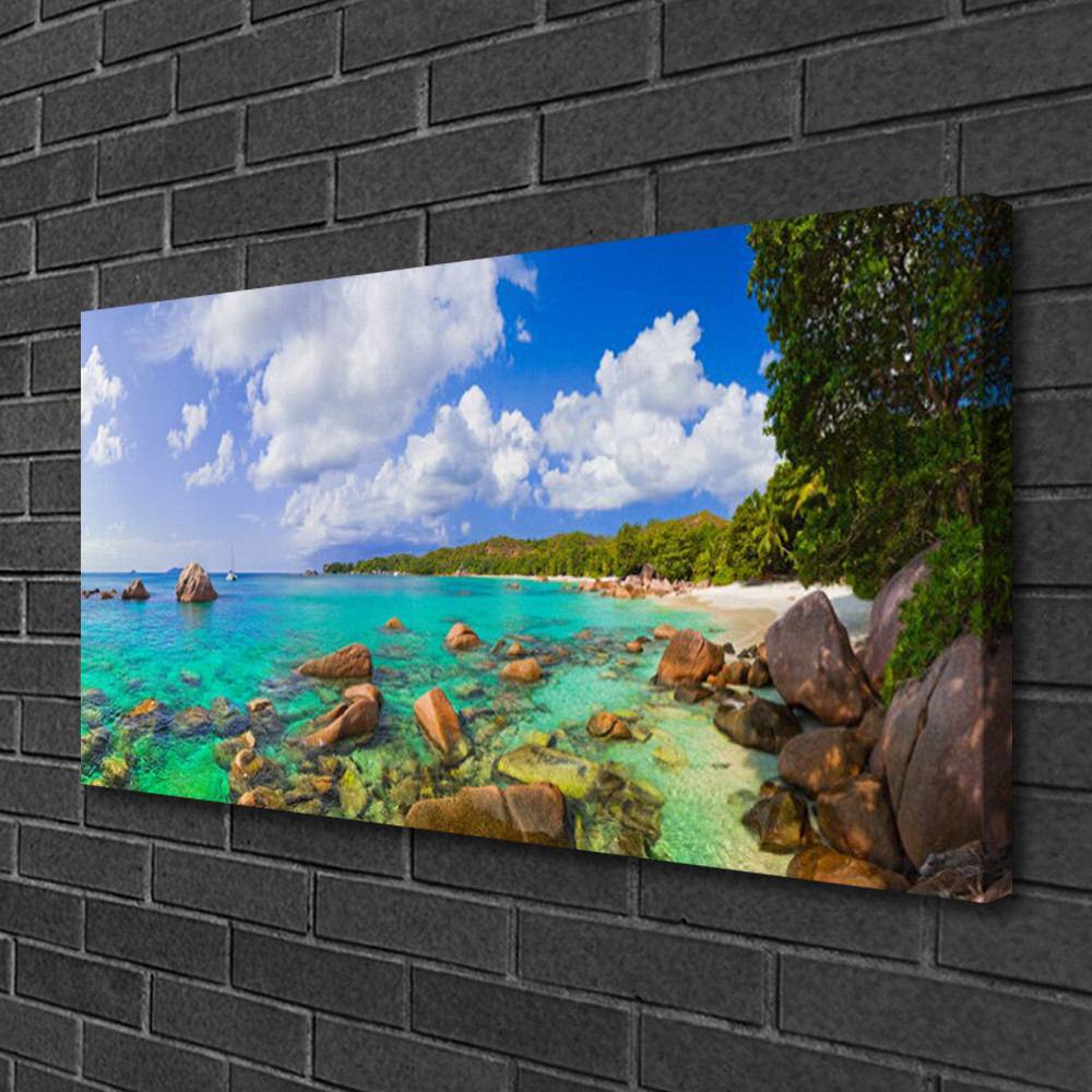 Tableau sur toile pour habiller un grand mur vide - Photo paysage mer 100x50 cm