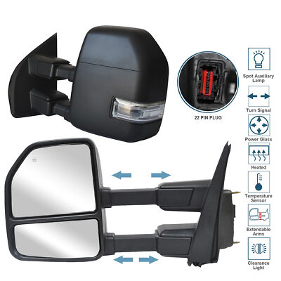 Tow Mirrors Power Heated Signal Fits 2017 2018 2019 2020 Ford F250 SD LH+RH Side