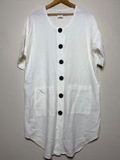 Vtg 90s White Button Front Short Shirt Dress, Swimsuit Coverup, Size M, Cotton
