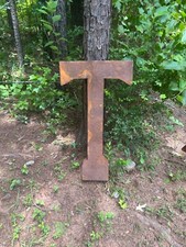 3d Rustic Metal Letter  T  wall mount or freestanding. 37" tall x 20  across