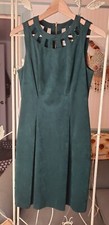 Eliza J Emerald Green Velvet Knee Length Back Zip Fit Flare Dress Cutout Size 0